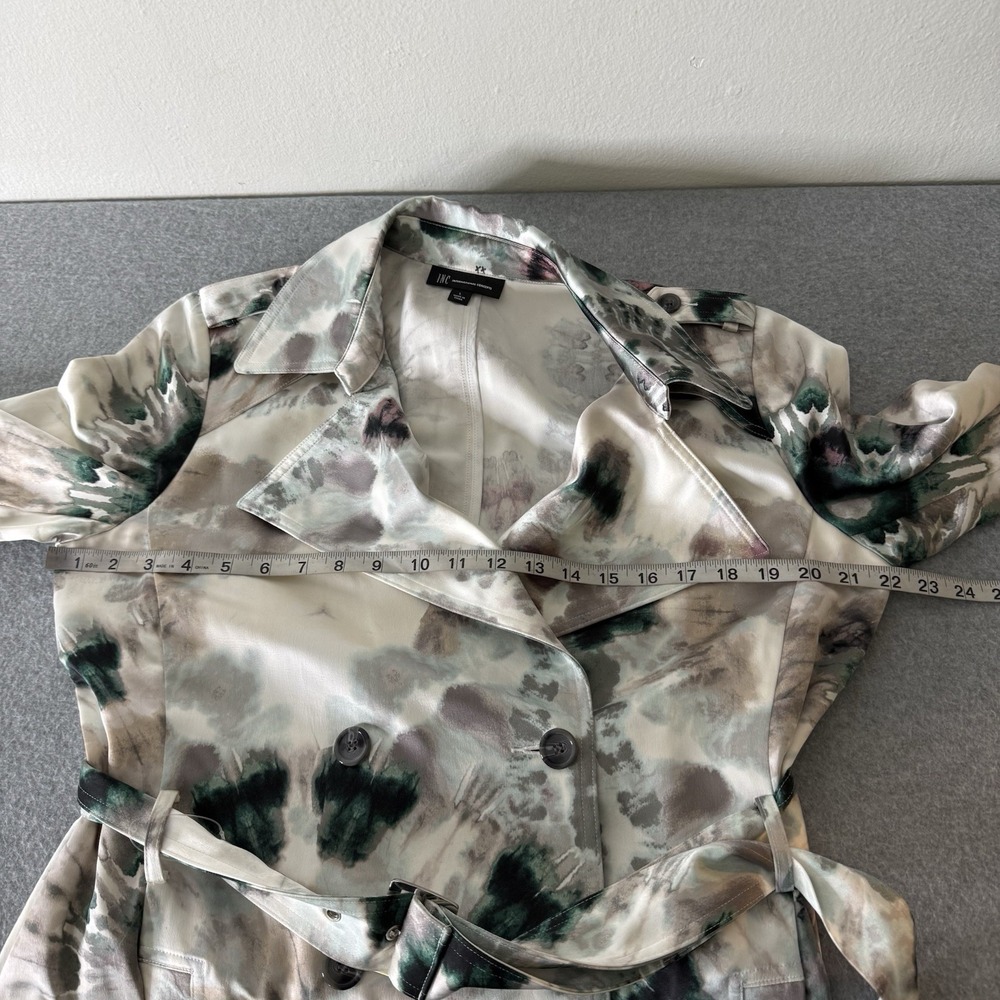 New INC International Concepts Tie Dye Satin Tench Coat Women's Large - Picture 8 of 10